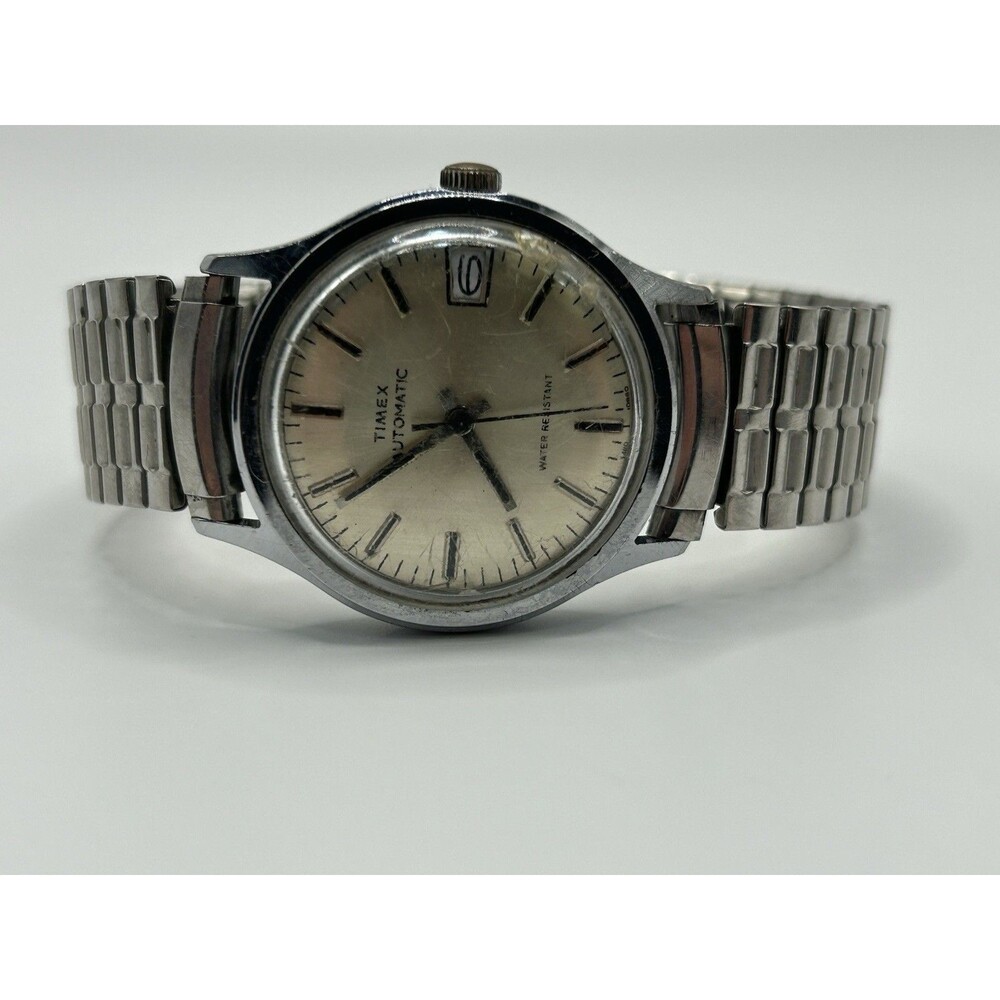 Vintage Timex Automatic Date Watch Stainless Stee… - image 2
